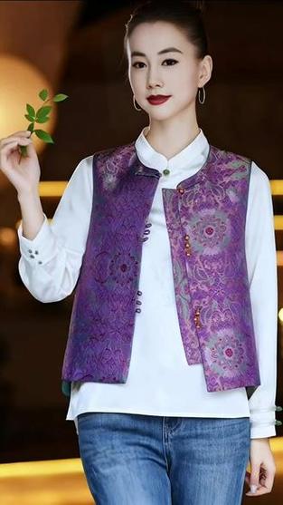#复古穿搭 【【彩麟宝相花】织锦缎提花国风马夹2025秋季新中式国风新